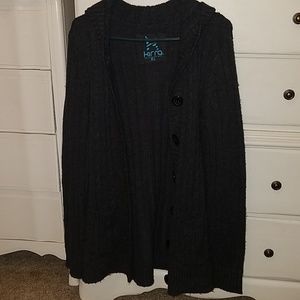 Gently used cable knit hooded cardigan sweater